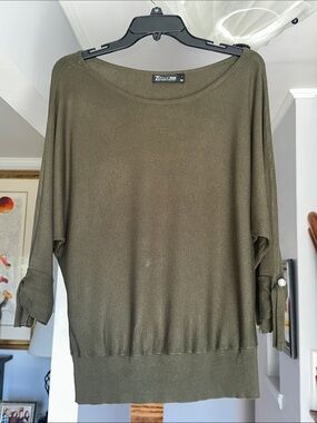 🌺 7th Avenue New York & Company Dolman Pearl Embellished Sleeve Sweater Sz L